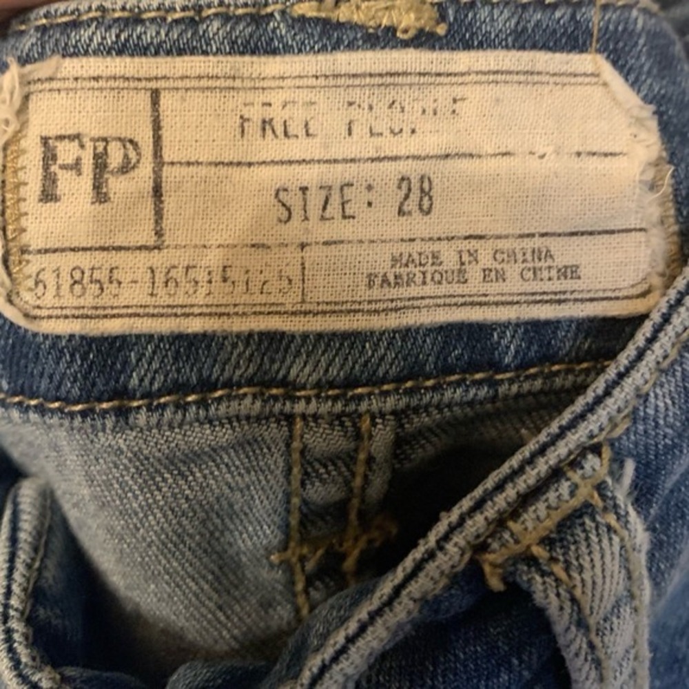 Vintage Free People Bib Overalls Size 28 Blue Denim - Picture 4 of 4